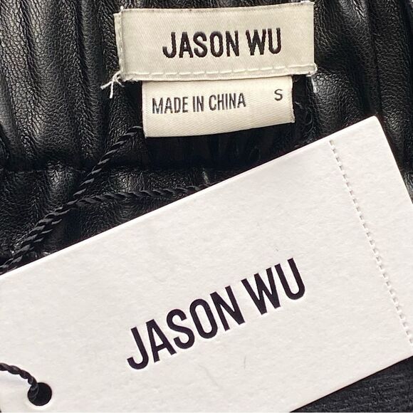 NWT Jason Wu Black Faux Leather Wrap Mini Skirt Size Small - Picture 11 of 16